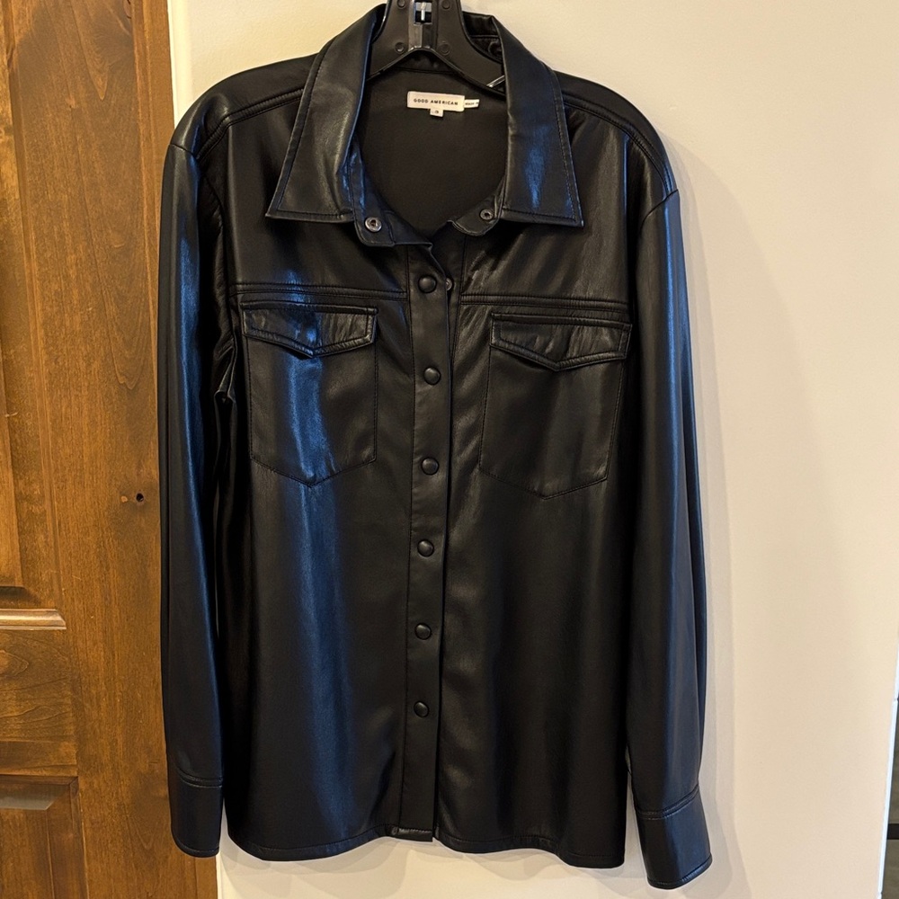 Good American Faux Leather Shacket